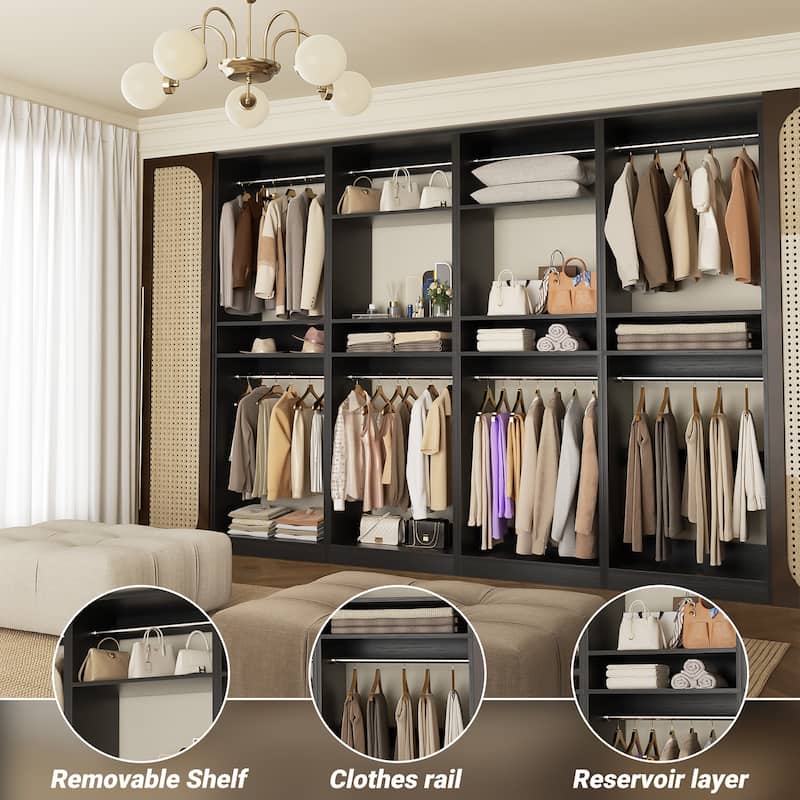 Cimly 25'' W Closet Organizer System with 2 Hanging Rods and DIY Shelves for Walk-in and Reach-in Closet