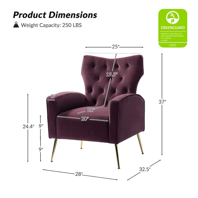 Abadiana Accent Tufted Chair with Metal Base by HULALA HOME