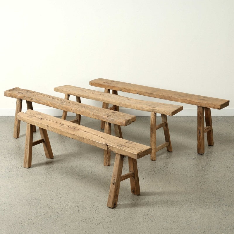 Vintage Noodle Bench Weathered Natural (size and finish vary)