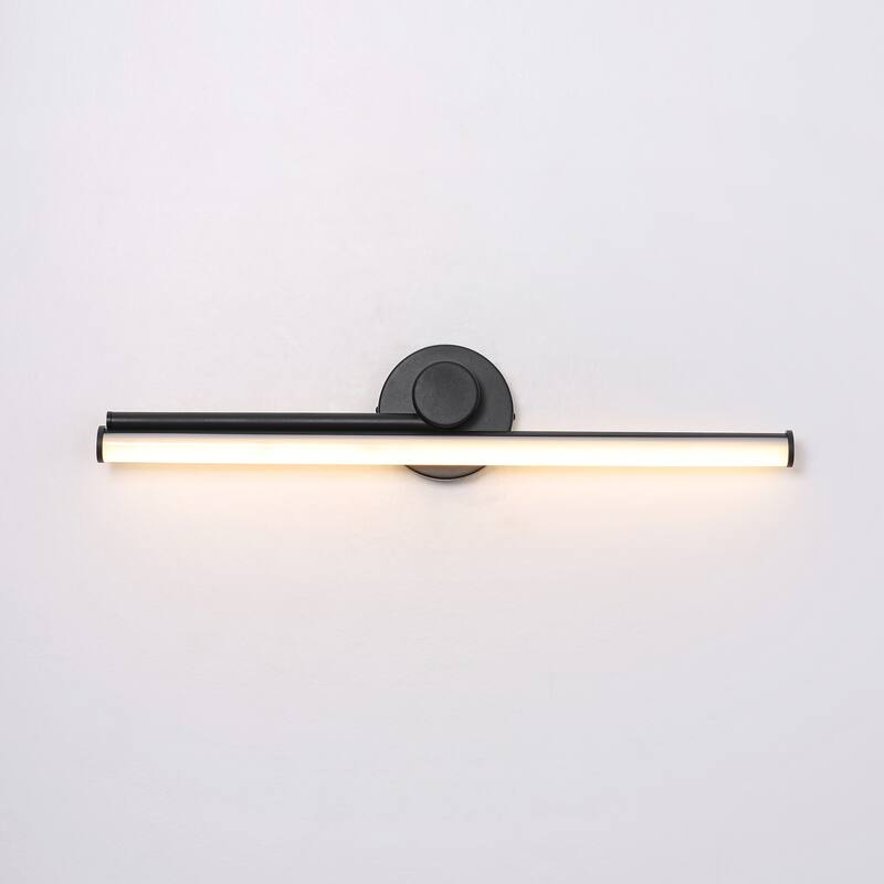 1-Light 23.8" W Modern Black Linear Metal Dimmbale Integrated LED Bathroom Vanity Mirror Light/Picture Light