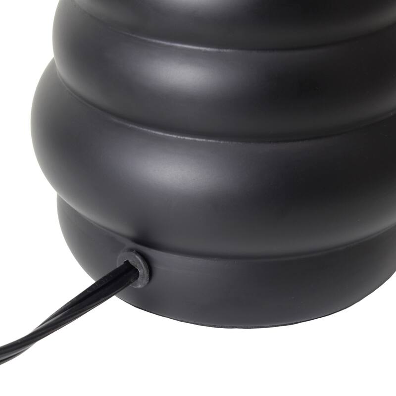 Ribbed Ceramic Table Lamp with Drum Shade - 12.75" - Black