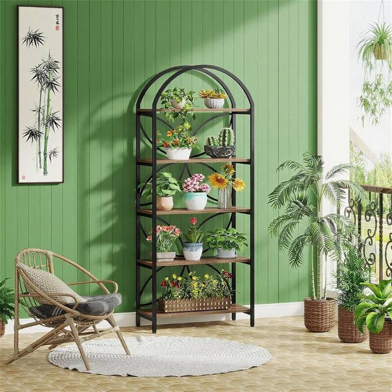 Industrial Narrow 5-Tier Bookcase