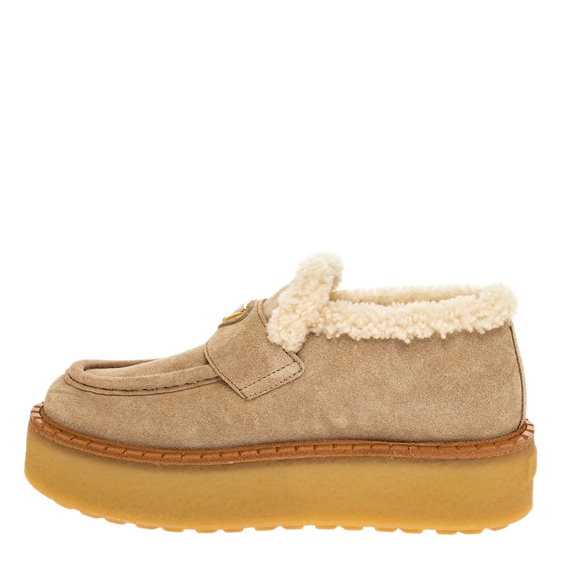 Prada Suede Loafers with Shearling
