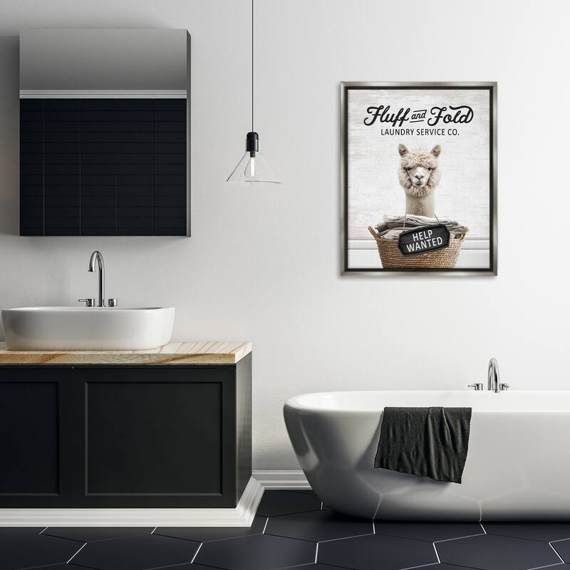 Stupell Fluff & Fold Laundry Framed Floater Canvas Wall Art Design By Lettered and Lined