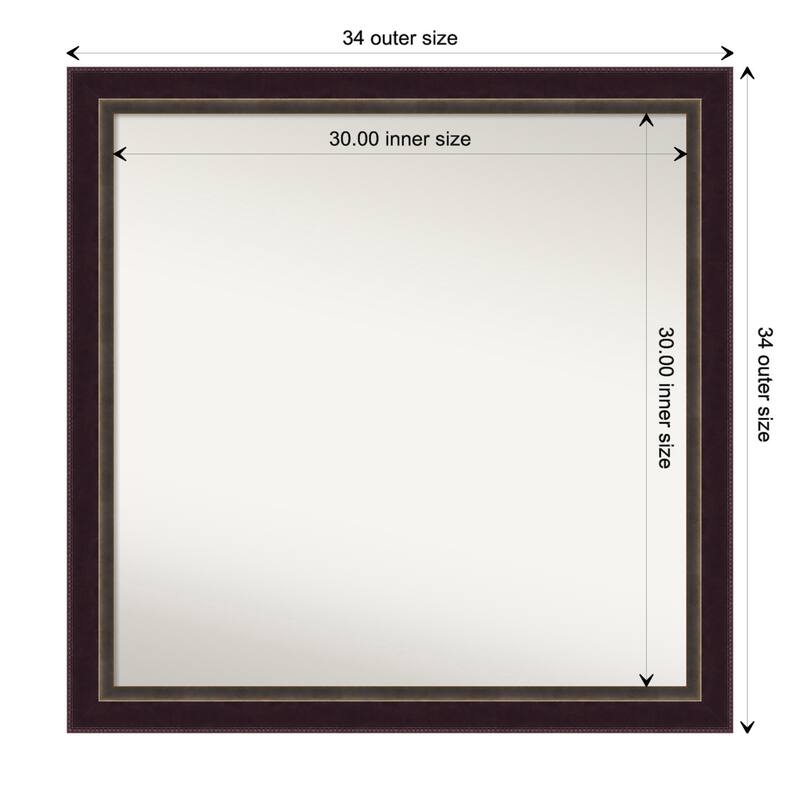 Signore Bronze Framed Non-Beveled Custom Wall Mirror, Bathroom Vanity Mirror - Outer Size: 34.25 x 34.25