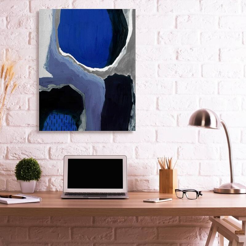 Stupell Abstract Masculine Cobalt Blue Grey Black Design Canvas Wall Art