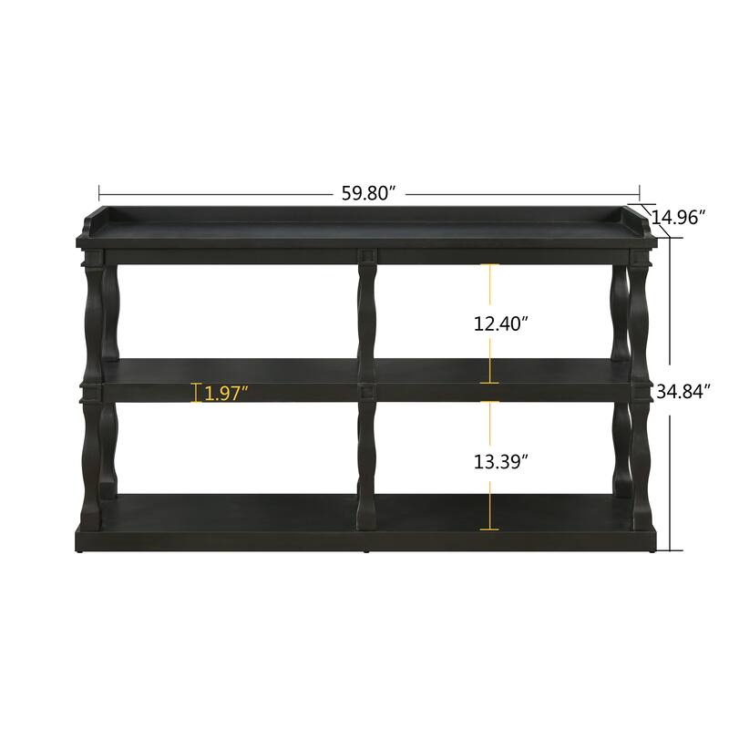 Console Table With 3-Tier Open Storage Spaces