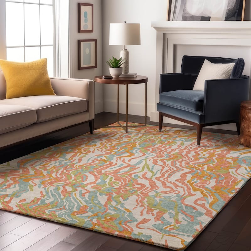 Premium Washable Super Soft Modern Contemporary Mayfield Rug - Coral - 10' x 14'