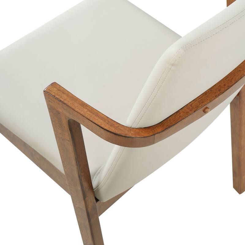 Christopher Knight Home - Mid-Century Modern Upholstered Wood Dining Arm Chairs with Ergonomic Armrests & Backrest, Set of 2