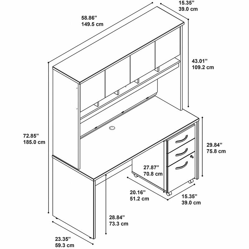 Series C 60W Desk with Hutch and Drawers by Bush Business Furniture