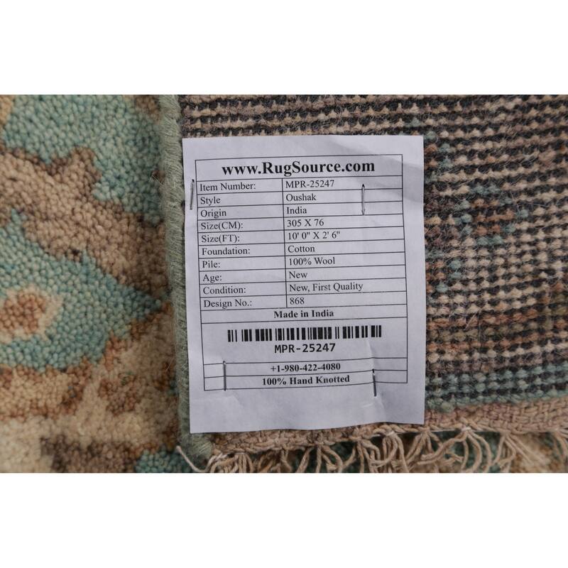 Light Blue Oushak Oriental Runner Rug Handmade Bedroom Wool Carpet - 2'6" x 10'0"