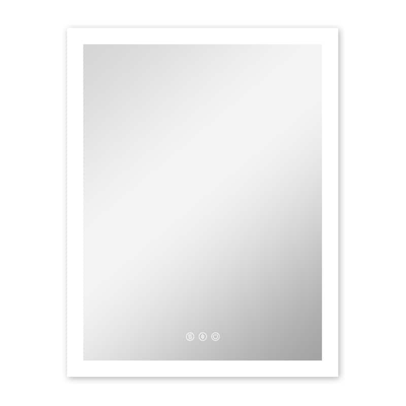 LED Bathroom Vanity Mirror Wall Mounted Dimmable Anti-Fog Mirror with 3 Buttons Vertical & Horizontal Hang - 28×36