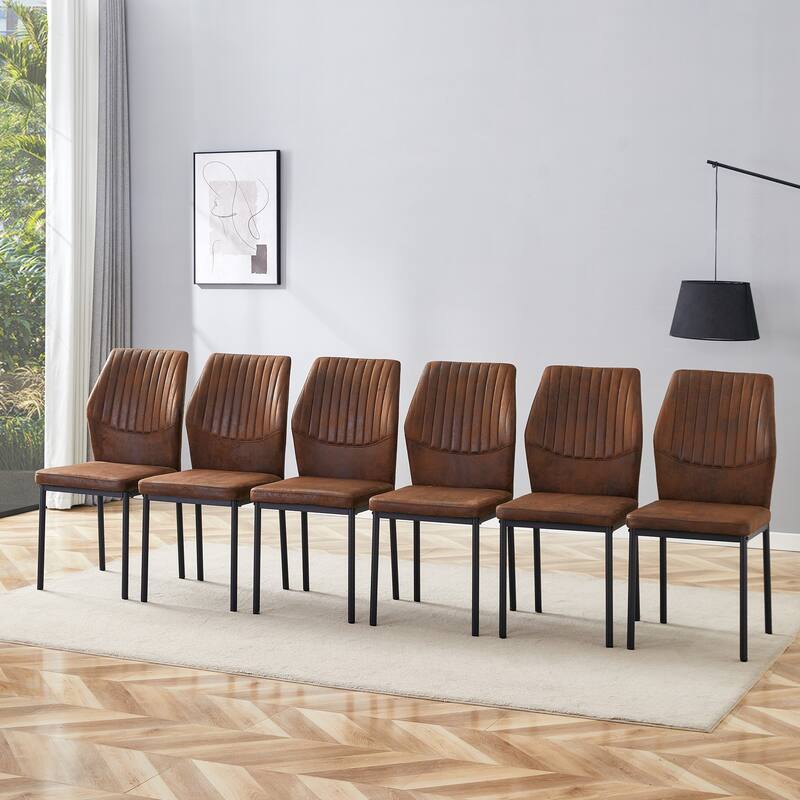 Set of 4 Vertical Stripe Design Dining Chair with Metal Leg Armless Chair Accent Chair Armless Chair for Dining Room