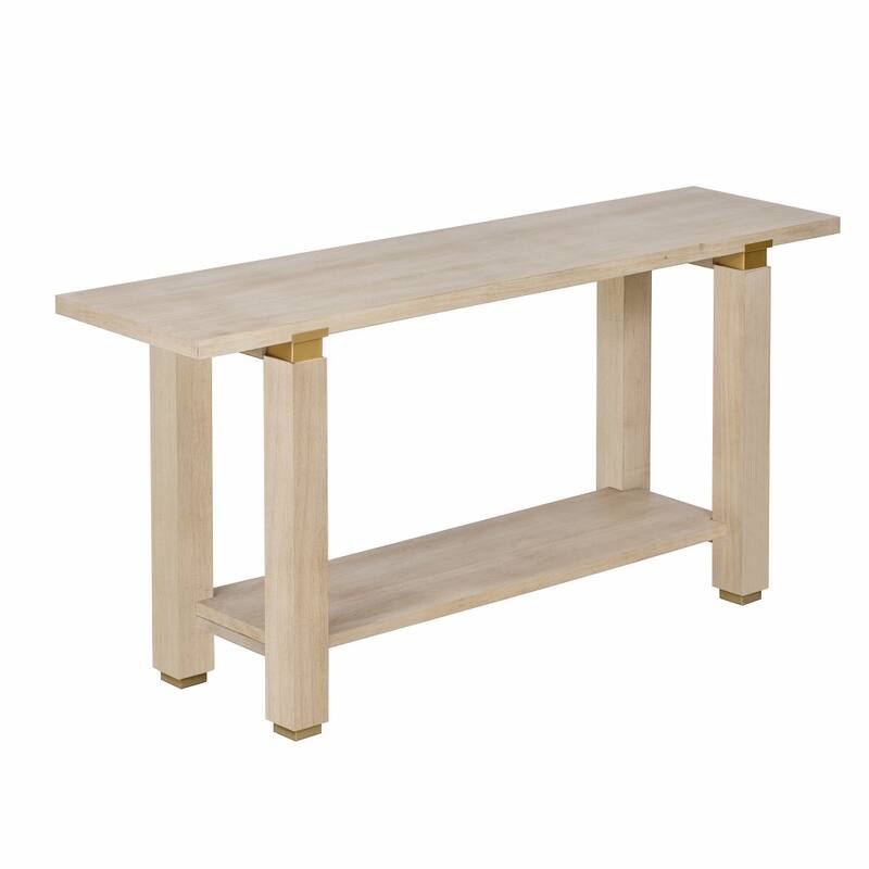 62.9" Modern Wooden Console Table with Built-in Shelf for Living Room