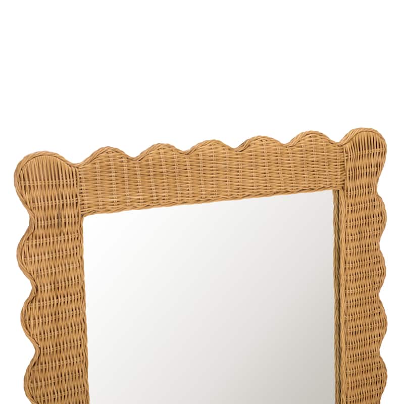 SAFAVIEH Couture Glendetta Natural 40.3-inch Vertical Rectangle Rattan Mirror - 30.5"W x 1.5"D x 40.3"H