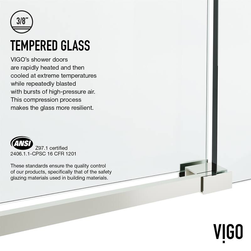 VIGO Elan Hart 56" to 60" W x 66" H Frameless Sliding Tub Door