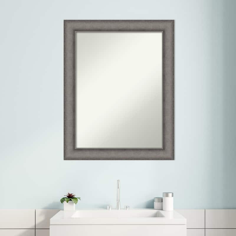 Burnished Concrete Non-Beveled Wood Framed Bathroom Vanity Wall Mirror - Burnished Concrete