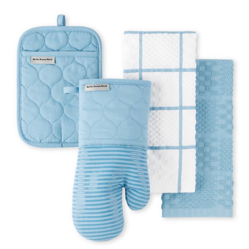 KitchenAid Onion Quilt Kitchen Towel, Oven Mitt & Potholder Set 4-Pack - Blue Velvet