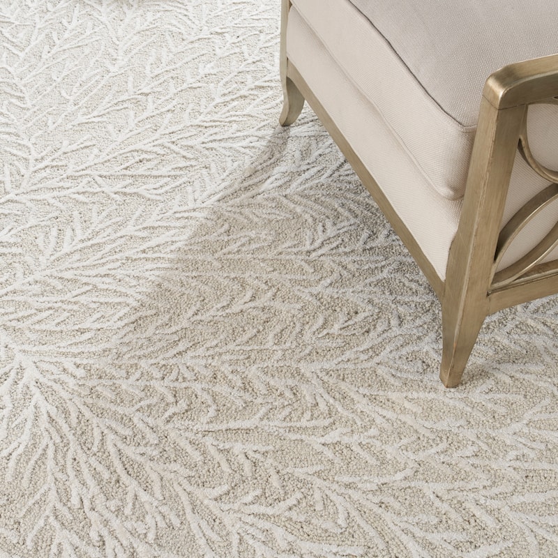 Michael Amini Star Contemporary Textured Botanical Abstract Glam Area Rug