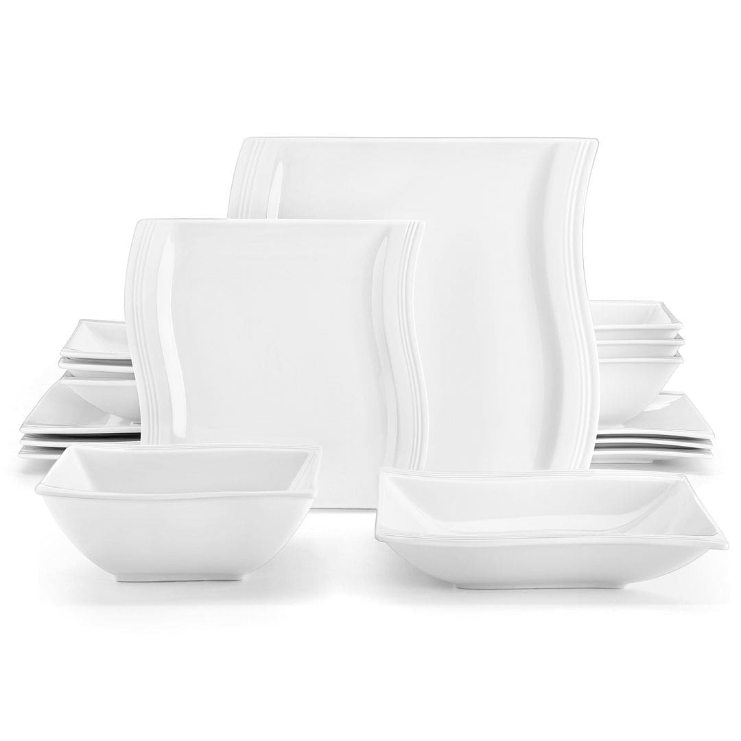 MALACASA 28-Piece White Porcelain Dinnerware in the Dinnerware