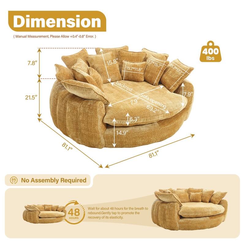 Rossetta Comfortable High Back Decorative Oversized Sofa Bed with Armrests