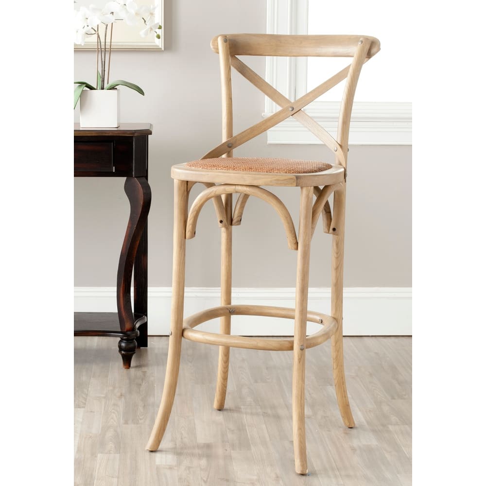 SAFAVIEH Reggie 30-inch x-Back Antique White Bar Stool - 19.7" W x 21.3" L x 44.1" H - 20Wx21Dx44H