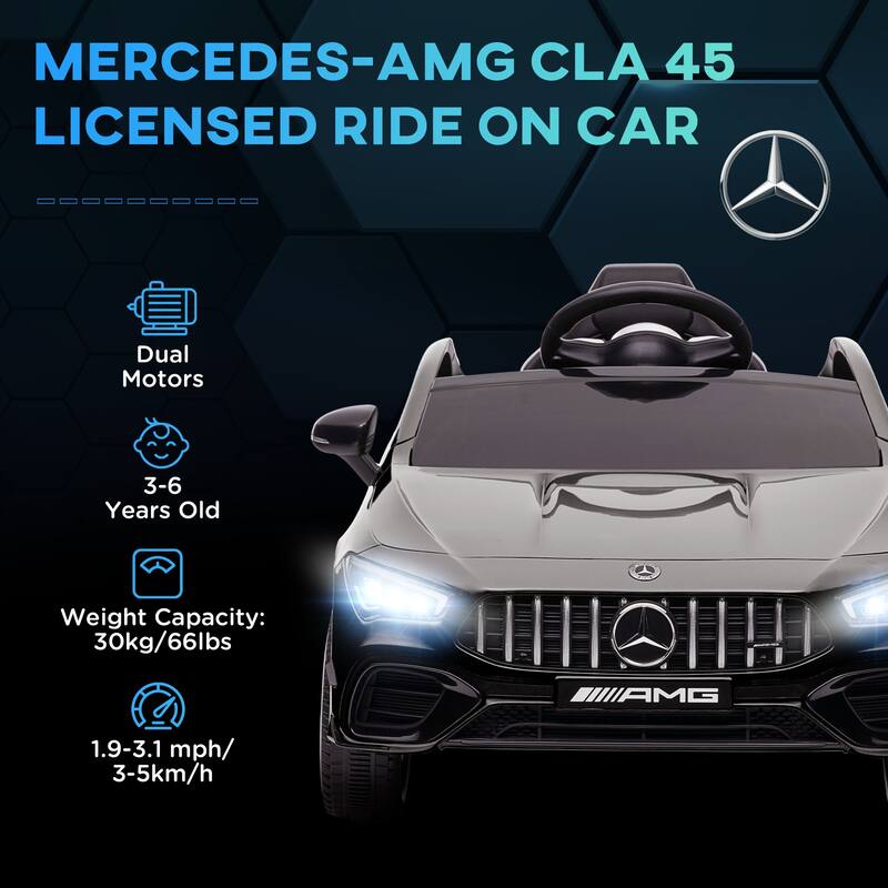 Licensed Mercedes-Benz AMG CLA 45 Kids Electric Ride On Car with Remote, Adjustable Speed, Spring Suspension, and Music