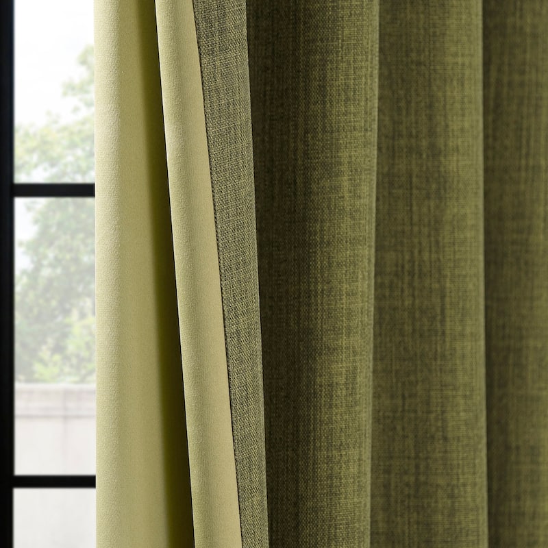 Exclusive Fabrics Grommet Textured Faux Linen Room Darkening Curtains for Bedroom & Living Room Curtains (1 Panel)