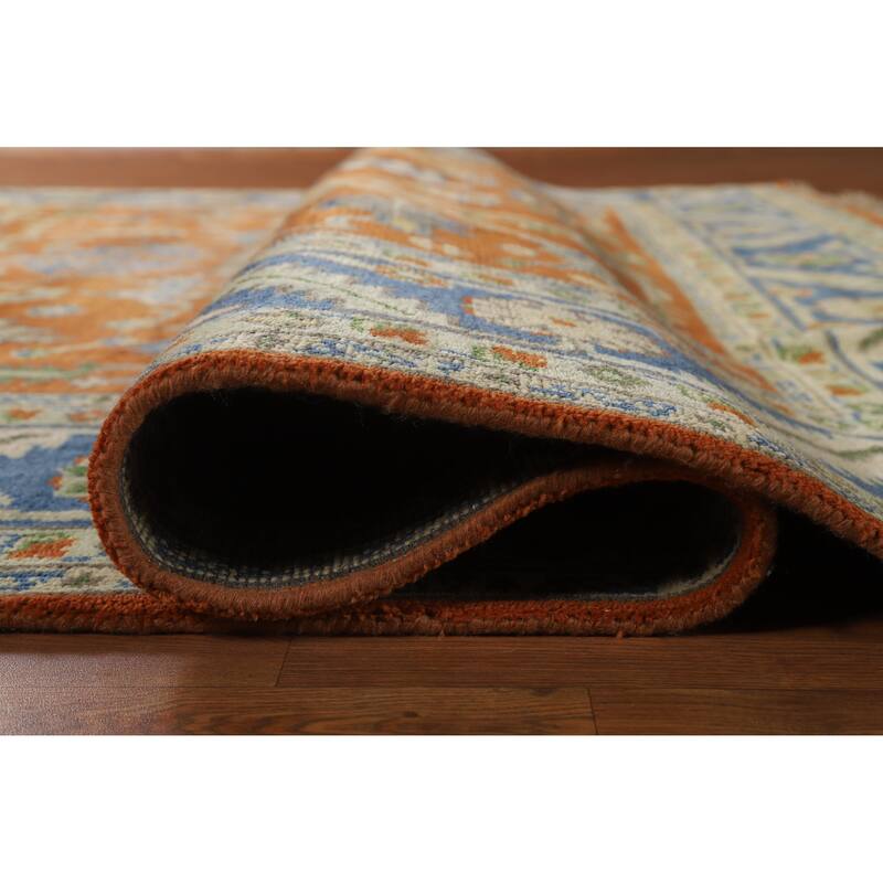 Hand Knotted Oriental 100% Wool Carpet Transitional All-Over Oranges & Rust Oushak Area Rug - 11' 11'' X 9' 0''
