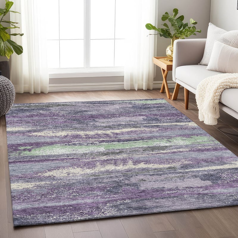 Premium Washable Super Soft Modern Casual Mayfield Rug - Purple - 3' x 5'