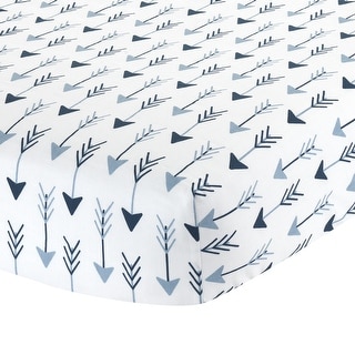 Lambs & Ivy Stay Wild Blue/White Arrow Print 100% Cotton Baby Fitted Crib Sheet