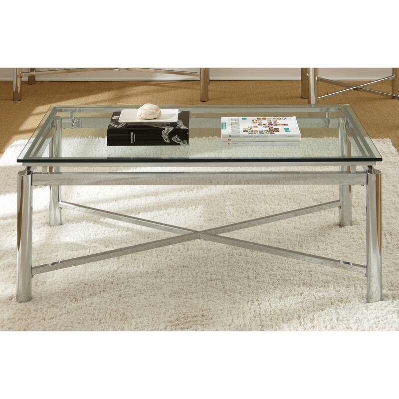 Steve Silver Jules Chrome and Glass Coffee Table