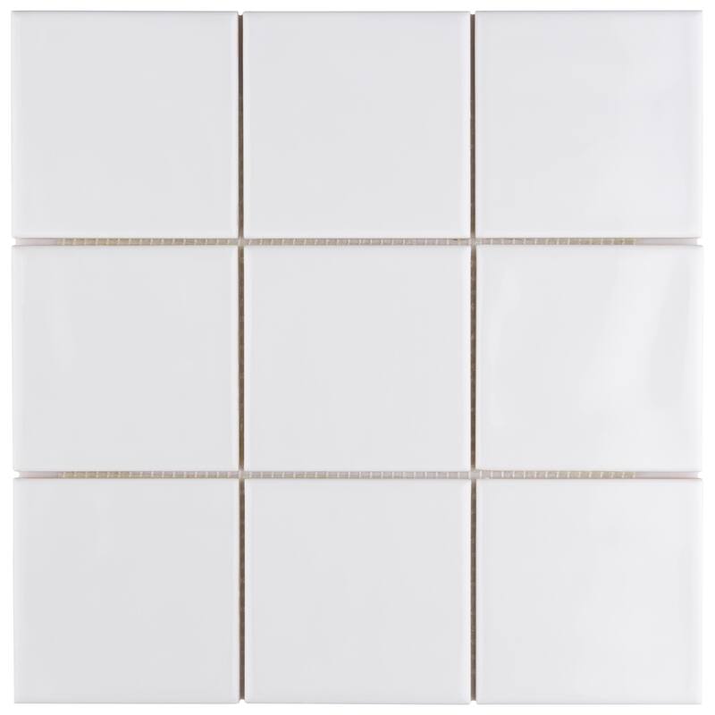 Merola Tile Twist Square White Ice 11-3/4" x 11-3/4" Ceramic Mosaic Wall Tile