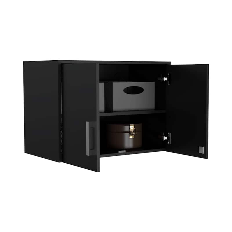 Storage Wall Cabinet with Triple Interior Shelves Double Door for Home Office Kitchen Bathroom Organization Durable Storage