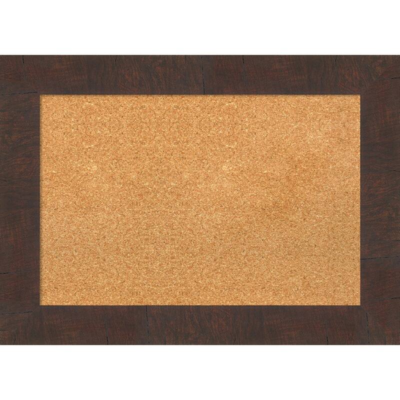 Wildwood Brown Framed Cork Bulletin Memo Board - 29-Inch x 21-Inch