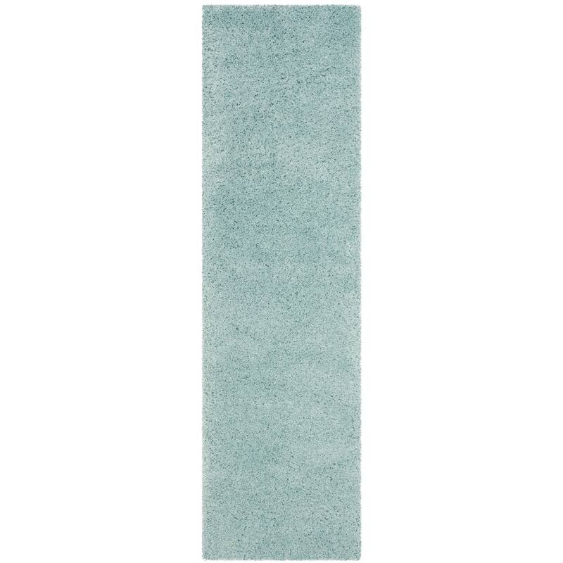 SAFAVIEH Laguna Shag Verdiana Solid Color 2-inch Thick Rug. - 2'3" x 8' Runner - Light Blue - Runner