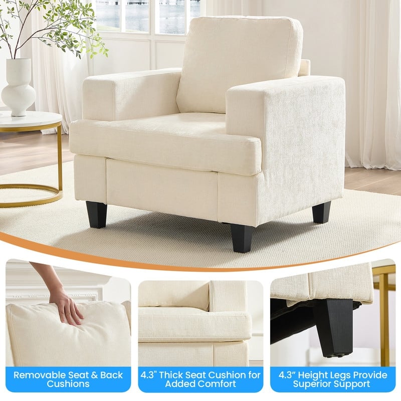 Mixoy W35" Chenille Fabric Armchair Sofa,Cloud Sleeper Comfy Upholstered Sectional Sofa Chair