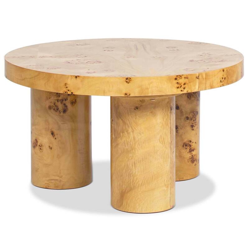 Nebula 28" Burl Wood Round Pillar Leg Coffee Table