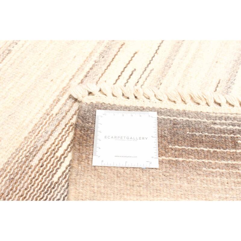 ECARPETGALLERY Flat-Weave Ankara FW Cream Wool Kilim - 5'0 x 8'1