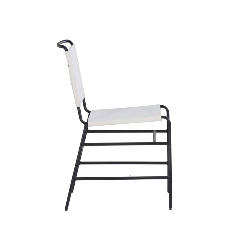 Leffler Sanded Steel and Fabric Industrial Dining Chair