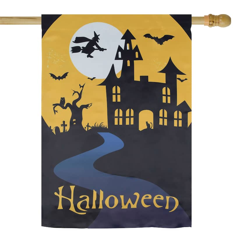 Pumpkins and Ghost Spooky Halloween Outdoor House Flag 28" x 40"
