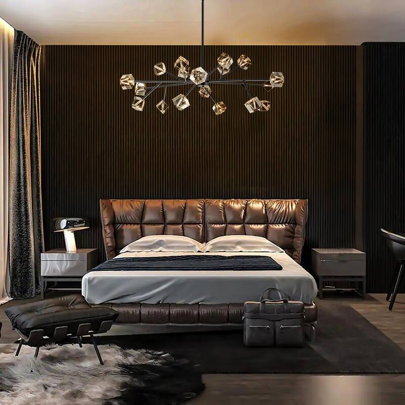 Black or Gold Big Large Modern Sputnik Crystal Chandelier for Living/ Dining Room/ Bedroom/ Foyer/ Kitchen