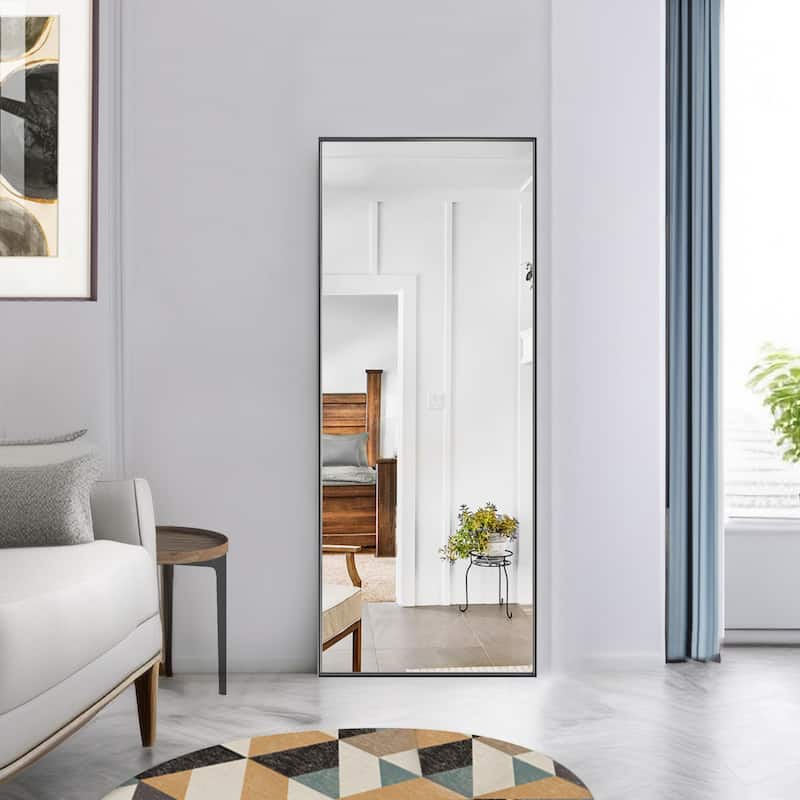 Modern Classic Black Metal Framed Full Length Mirror