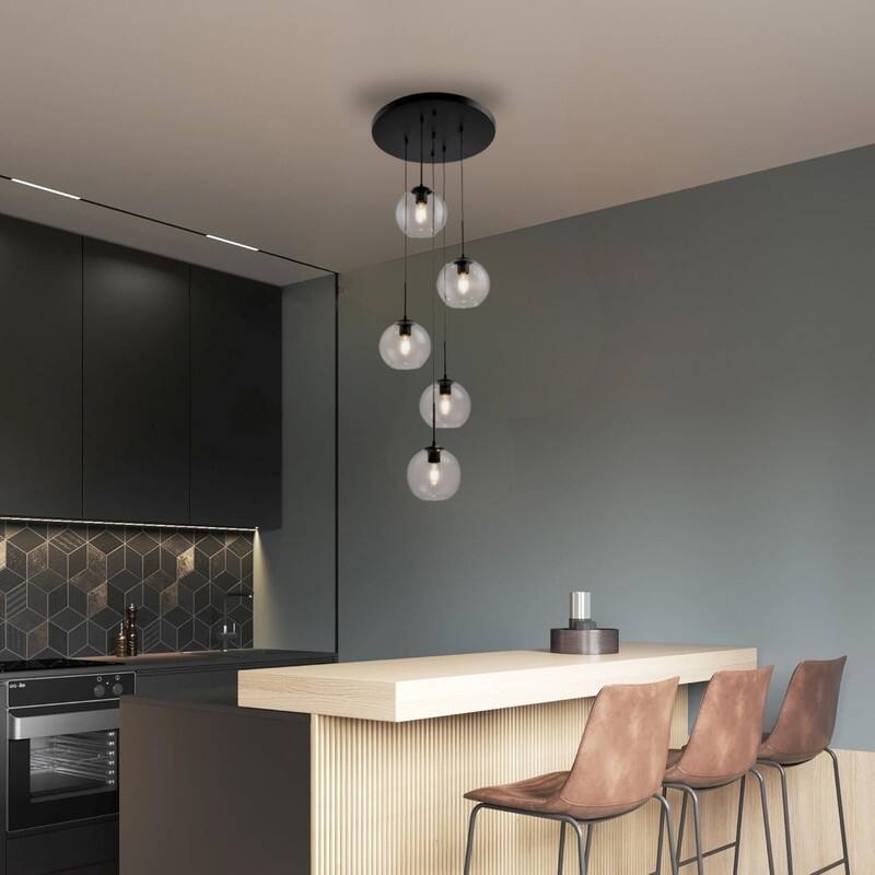 5 Light light fixture black hallway living room lighting iron pendant light - N/A