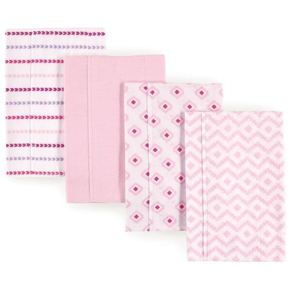 slide 1 of 1, Hudson Baby Infant Girl Cotton Flannel Burp Cloths 4pk, Girl Modern, One Size - Girl Modern - One Size One Size - Girl Modern