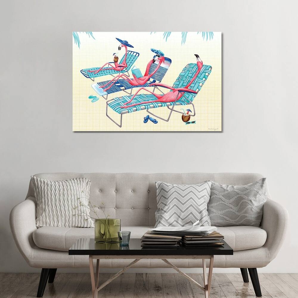 iCanvas "Flamingos Beach" by Amelie Legault Canvas Print