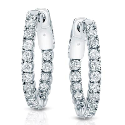 Auriya 14k Gold 2 1/2 carat TW Medium Diamond Hoop Earrings - 0.86-inch (H-I, SI1-SI2)