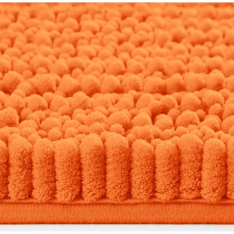 30"x20" - Orange Soft Cozy Plush Chenille Bath Mat Bathroom Rug