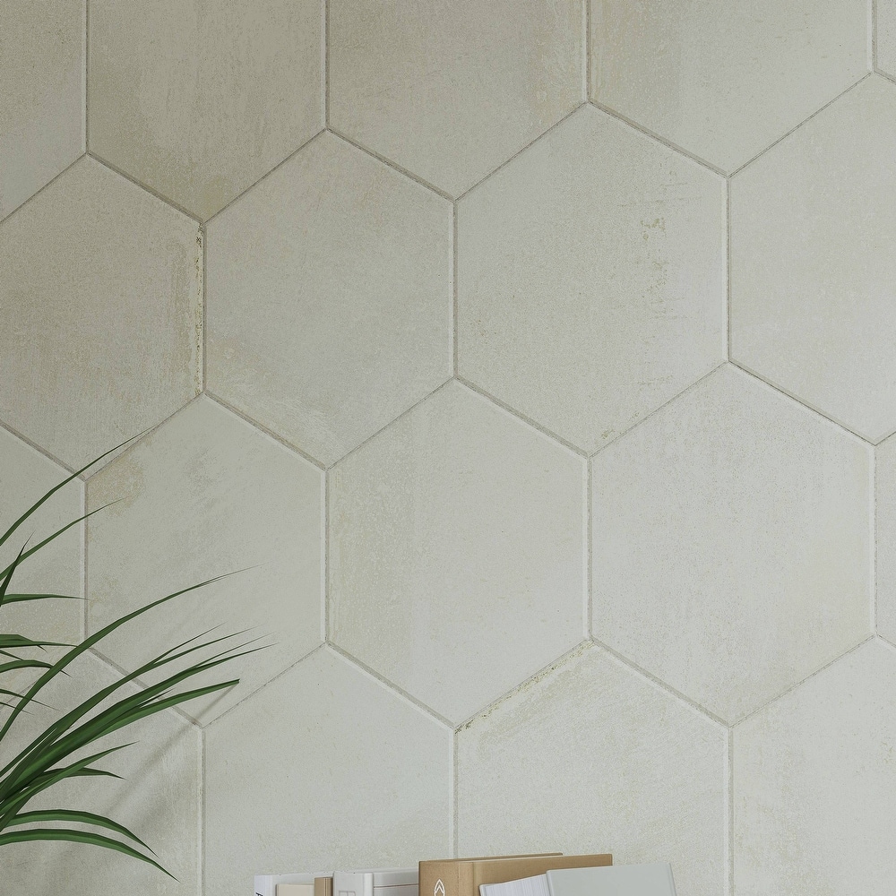 Arcadian Hexagon 9 in. x 10 in. Glazed Porcelain Wall and Floor Tile