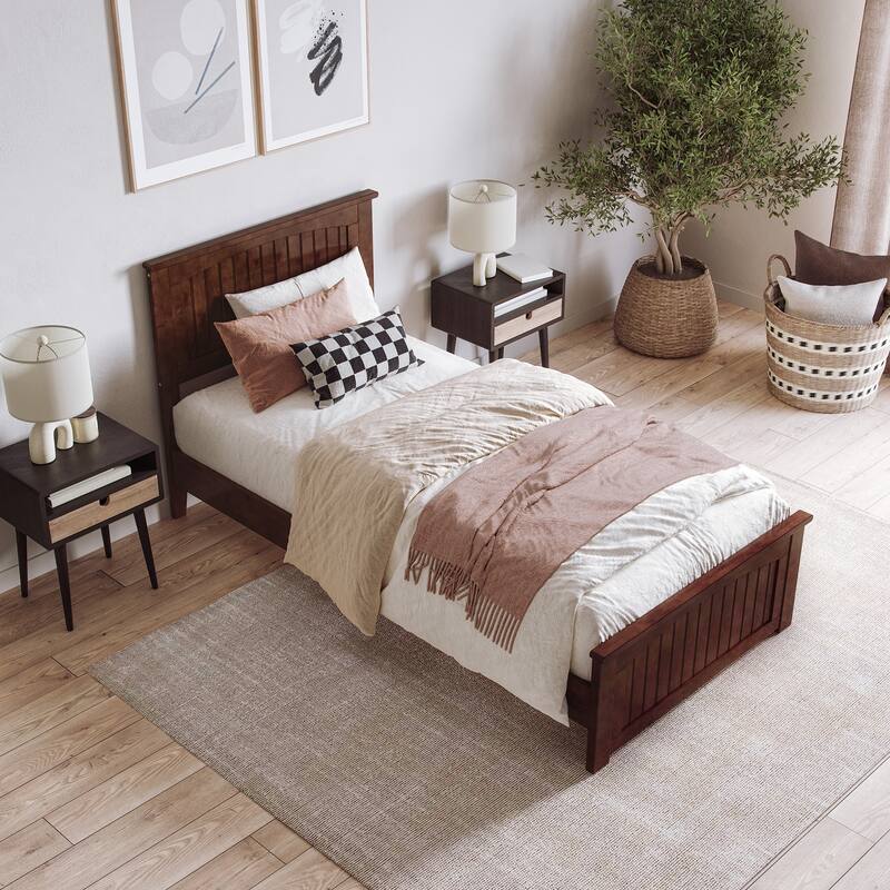 Naples Solid Wood Low Profile Platform Bed with Matching Footboard